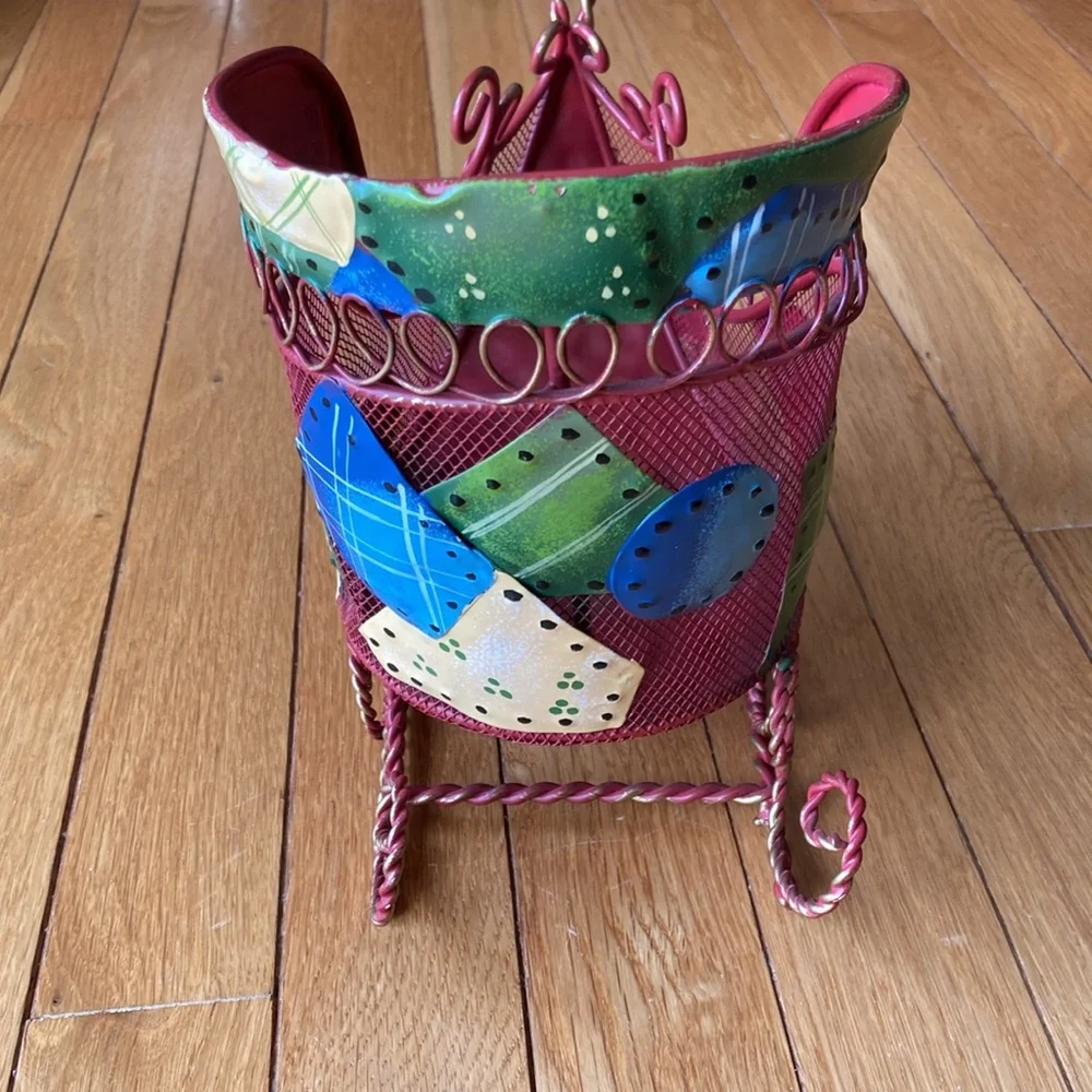 Metal Patchwork Sleigh Centerpiece - Picture 2 of 10